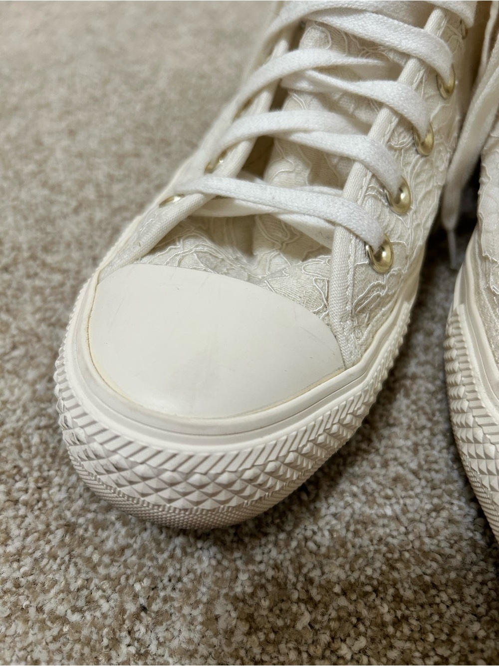 Converse chuck taylor all star lace in cream/egret gold bridal like new - Picture 6 of 14